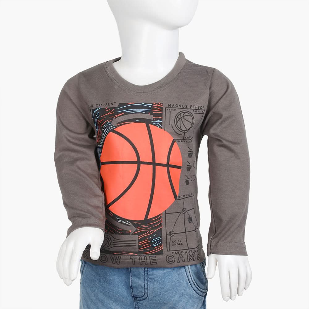 Boys Full Sleeves T-Shirt - Grey, Boys T-Shirts, Chase Value, Chase Value