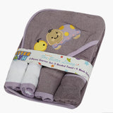 Newborn Hooded Towel 4pcs Set - Purple, Bath Towels, Chase Value, Chase Value