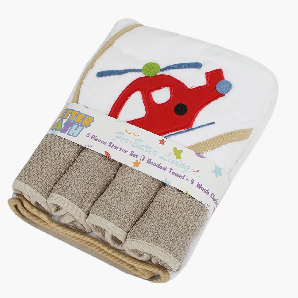 Newborn Hooded Towel 4pcs Set - White, Bath Towels, Chase Value, Chase Value