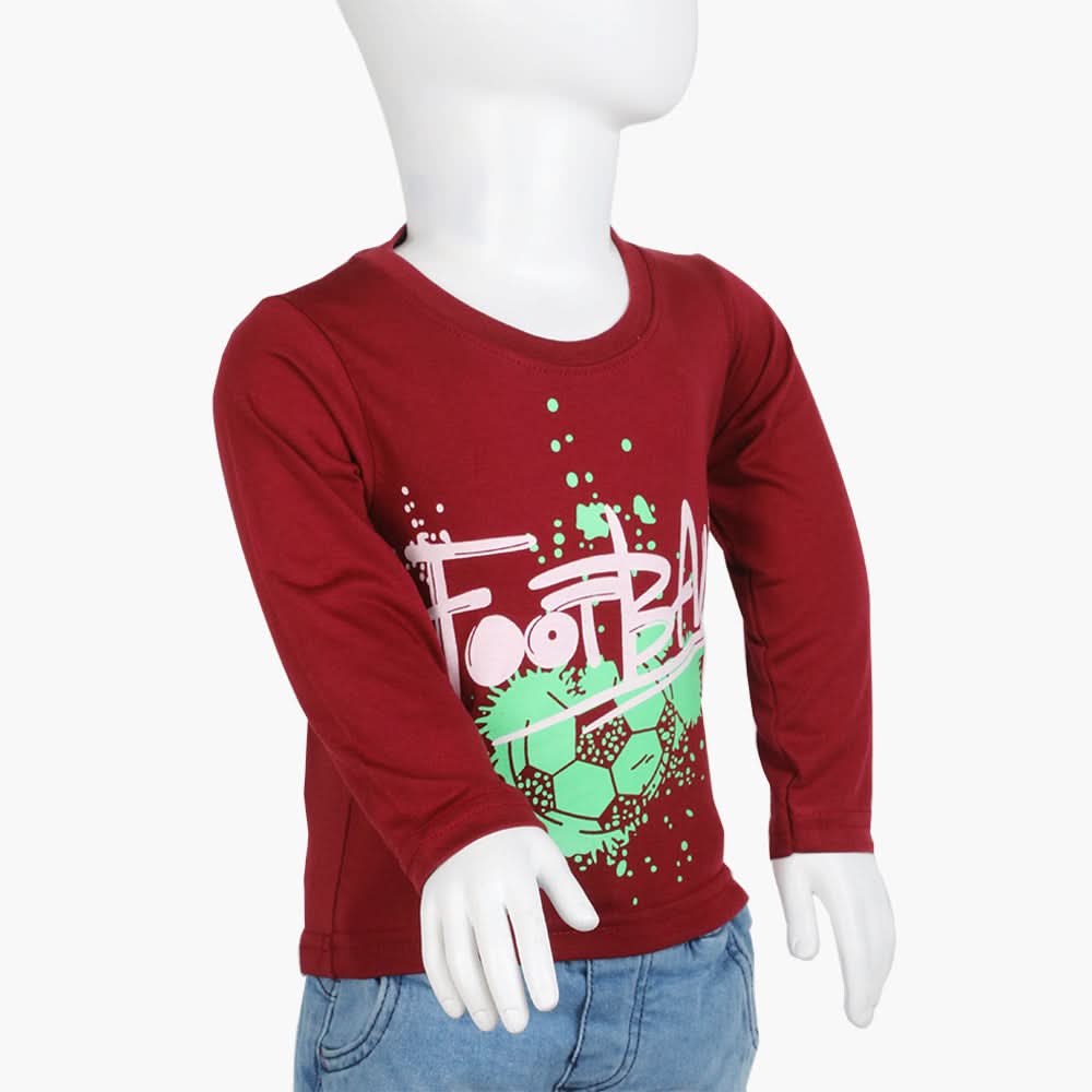 Boys Full Sleeves T-Shirt - Maroon, Boys T-Shirts, Chase Value, Chase Value