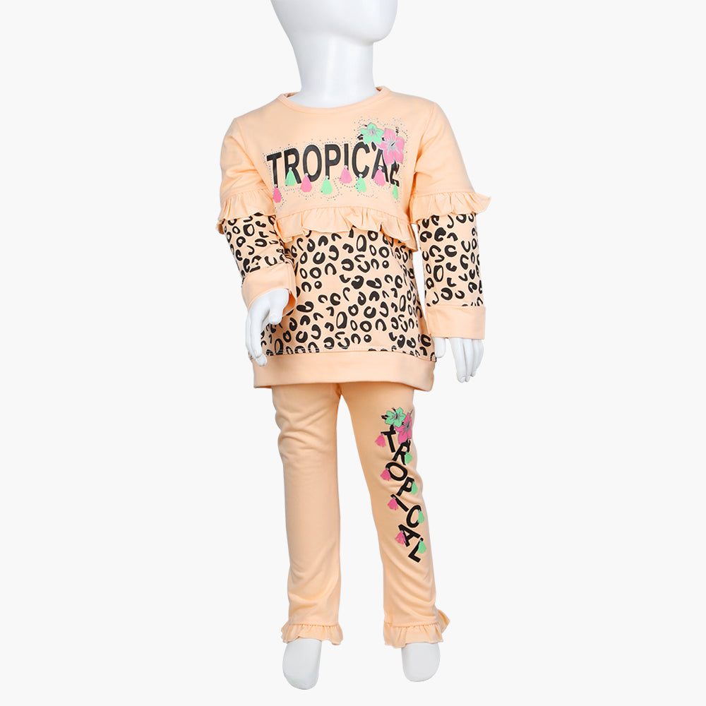 Girls Full Sleeves Tight Suit - Peach, Girls Suits, Chase Value, Chase Value