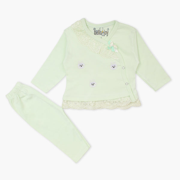 Newborn Girls Full Sleeves Suit - Green, Newborn Girls Winterwear, Chase Value, Chase Value