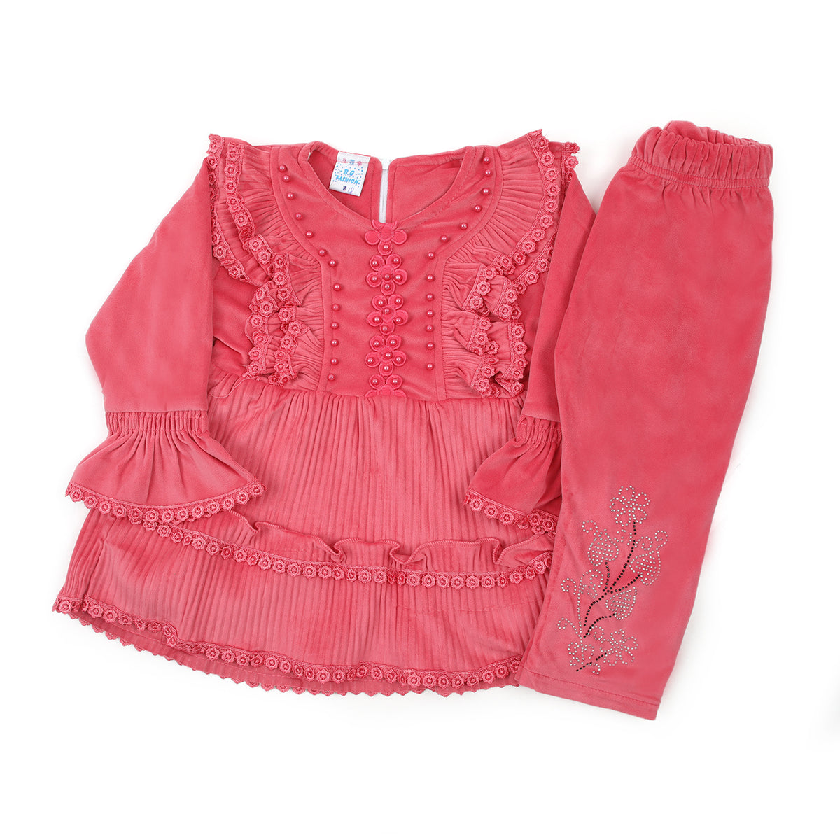 Girls Full Sleeves Pajama Suit - Pink, Girls Shalwar Kameez, Chase Value, Chase Value