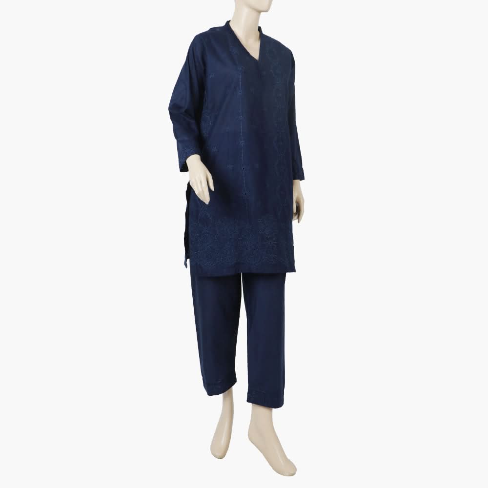 Women's Chicken Kari 2Pcs Suit - Navy Blue, Women Shalwar Suits, Chase Value, Chase Value