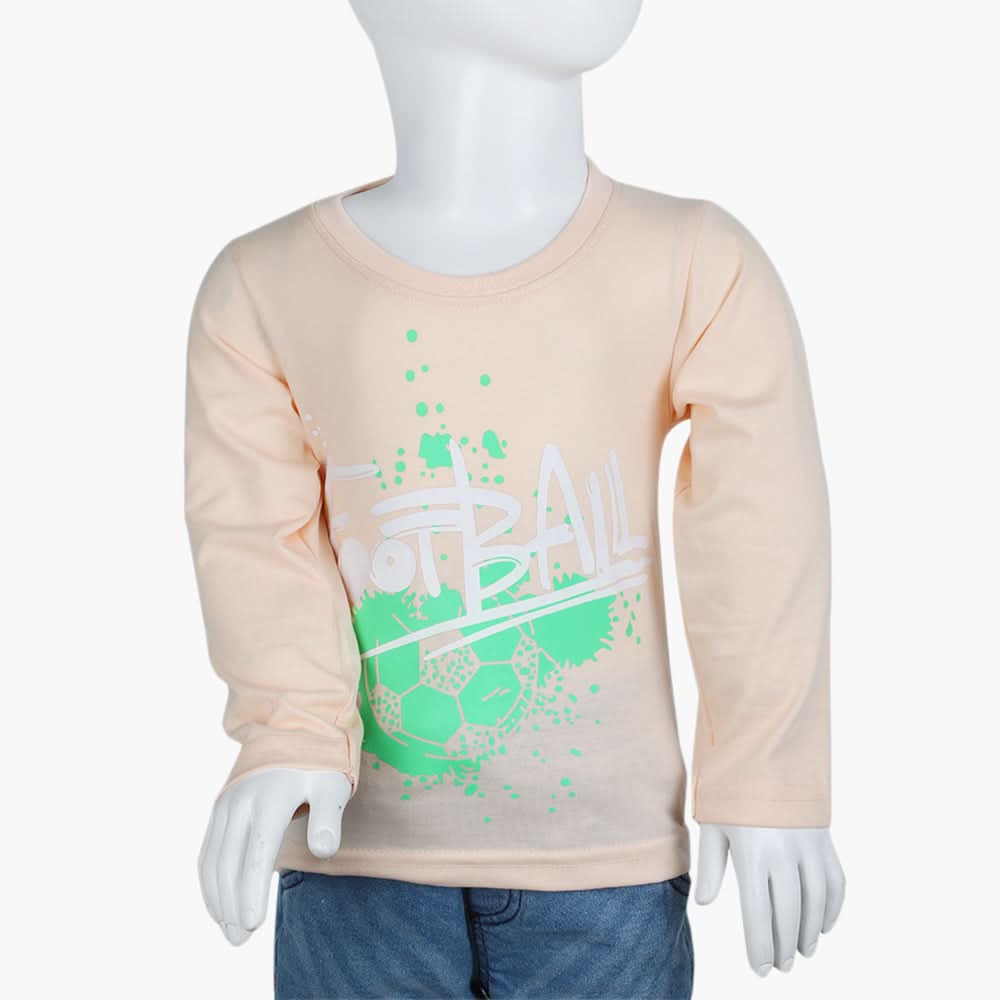 Boys Full Sleeves T-Shirt - Peach, Boys T-Shirts, Chase Value, Chase Value