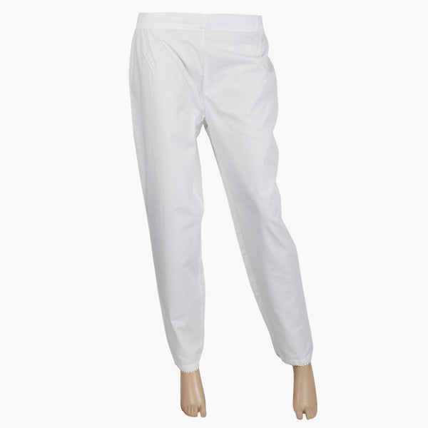 Women's Basic Trouser With Lace - White, Women Pants & Tights, Chase Value, Chase Value