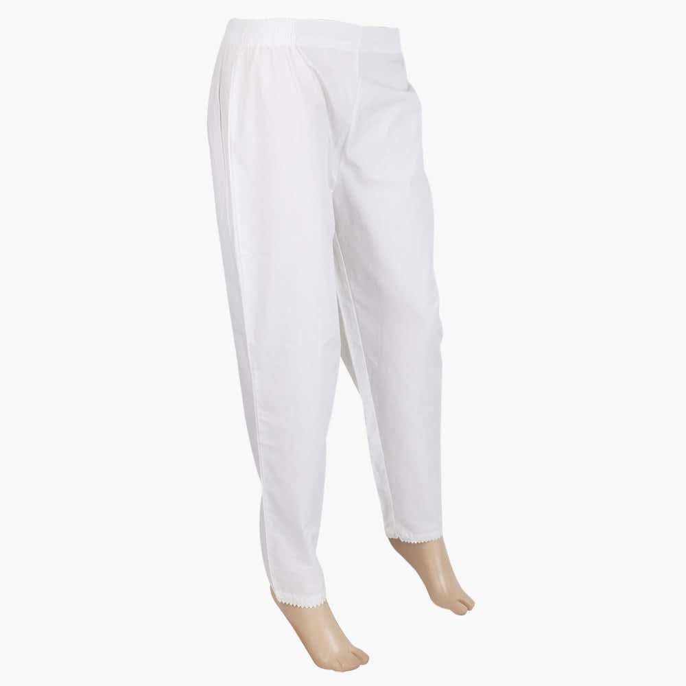 Women's Basic Trouser With Lace - White, Women Pants & Tights, Chase Value, Chase Value