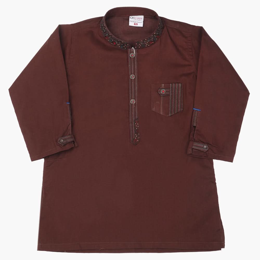 Boys Embroidered Shalwar Suit - Dark Brown, Boys Shalwar Kameez, Chase Value, Chase Value