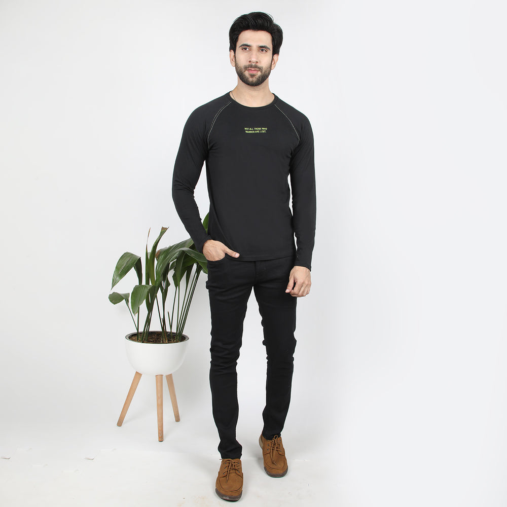 Eminent Men's Round Neck Full Sleeves T-Shirt - Black, Men's T-Shirts & Polos, Eminent, Chase Value