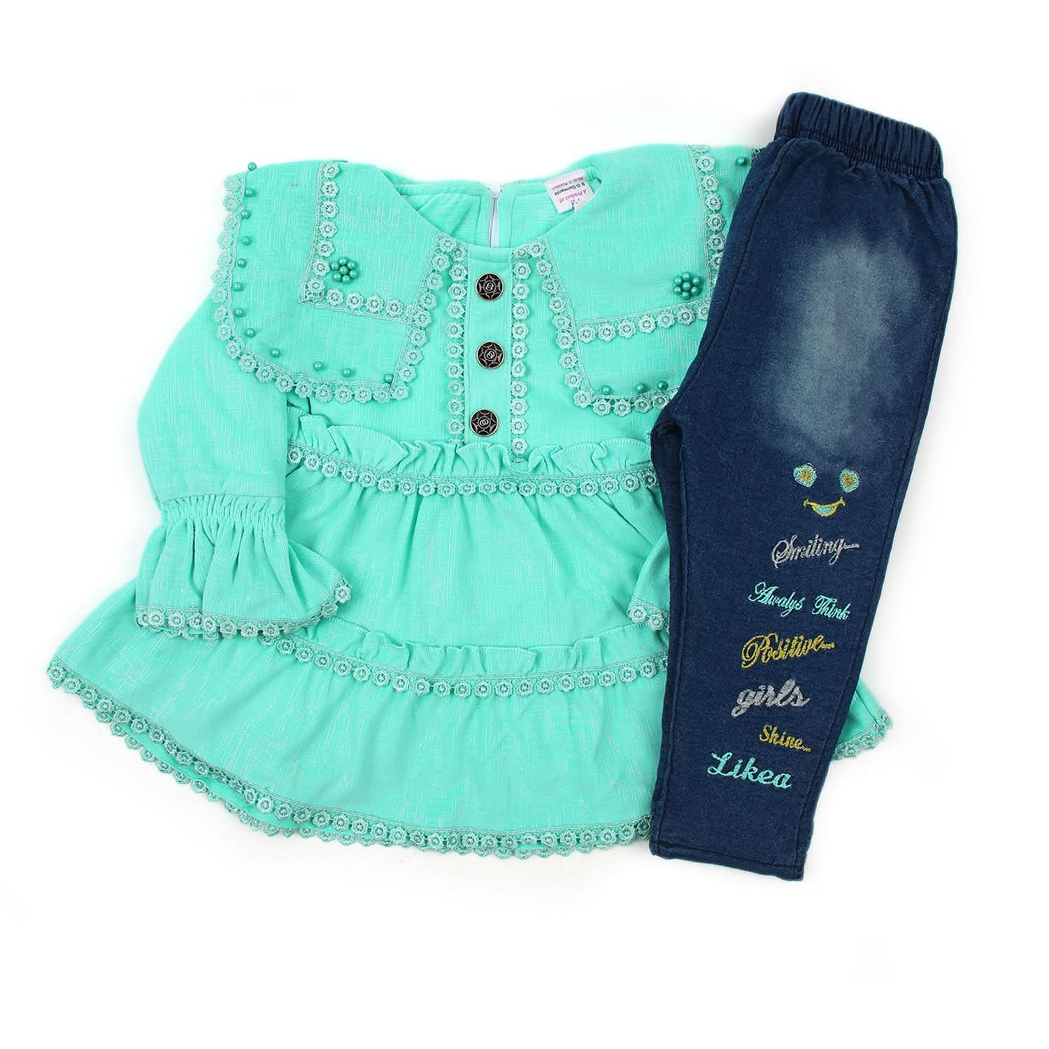 Girls Pant Suit - Sea Green, Girls Shalwar Kameez, Chase Value, Chase Value