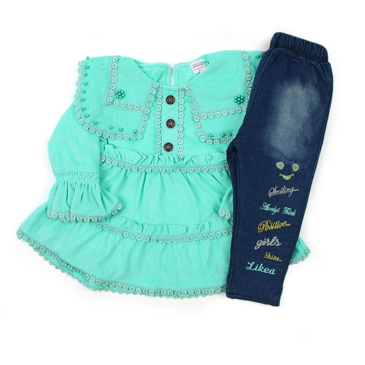 Girls Pant Suit - Sea Green, Girls Shalwar Kameez, Chase Value, Chase Value