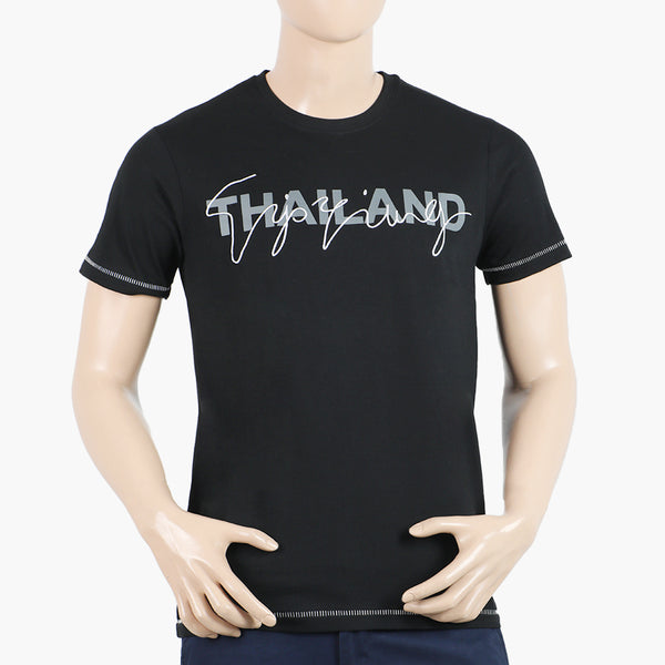 Eminent Men's Round Neck Half Sleeves Printed T-Shirt - Black