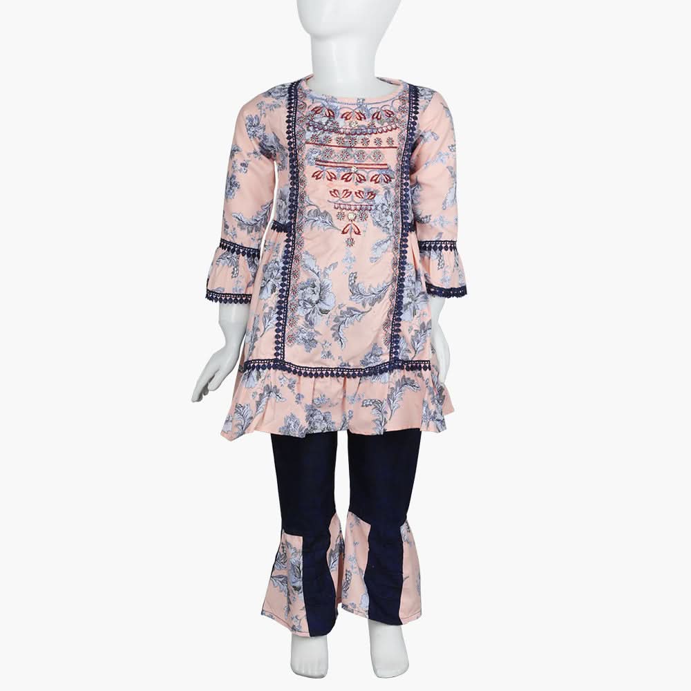 Girls Embroidered Shalwar Suit - Pink, Girls Shalwar Kameez, Chase Value, Chase Value