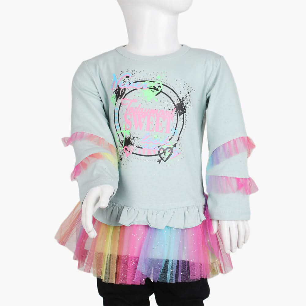 Girls Full Sleeves T-Shirt -  Sea Green, Girls T-Shirts, Chase Value, Chase Value
