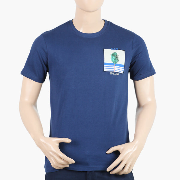 Eminent Men's Round Neck Half Sleeves Printed T-Shirt - Navy Blue