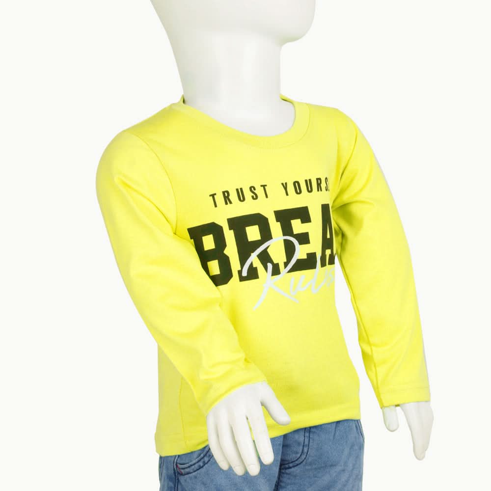 Boys Full Sleeves T-Shirt - Yellow, Boys T-Shirts, Chase Value, Chase Value