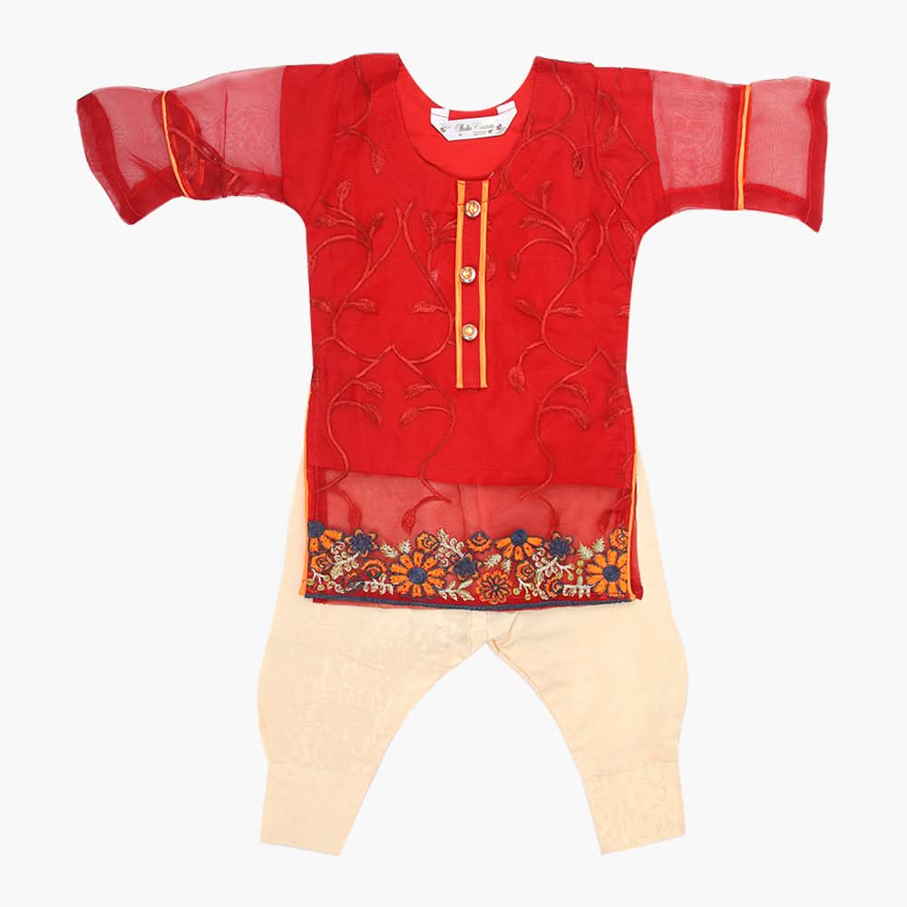 Girls Shalwar Suit - Red, Girls Shalwar Kameez, Chase Value, Chase Value