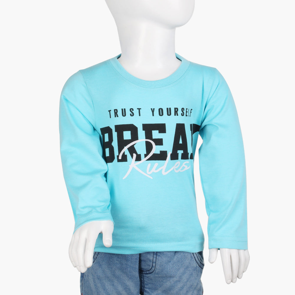Boys Full Sleeves T-Shirt - Light Blue, Boys T-Shirts, Chase Value, Chase Value