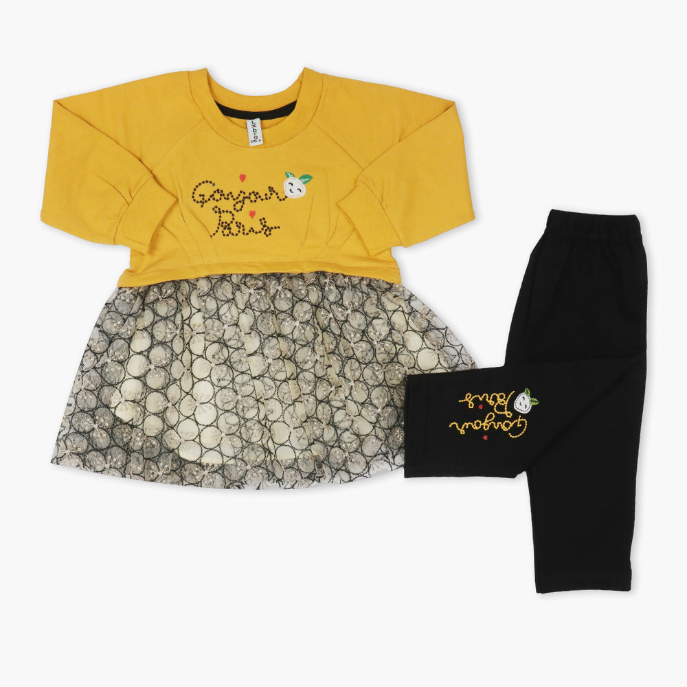 Newborn Girls Full Sleeves Suit - Mustard, Newborn Girls Winterwear, Chase Value, Chase Value