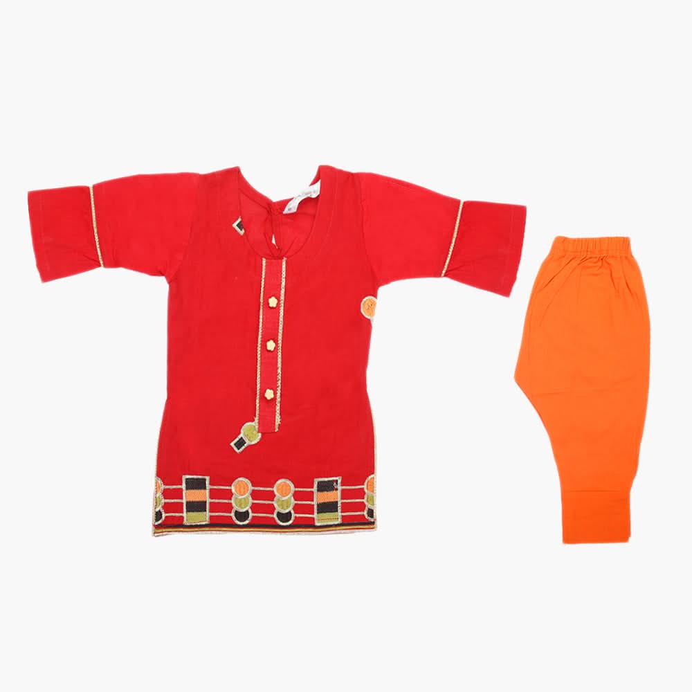 Girls Shalwar Suit - Red, Girls Shalwar Kameez, Chase Value, Chase Value