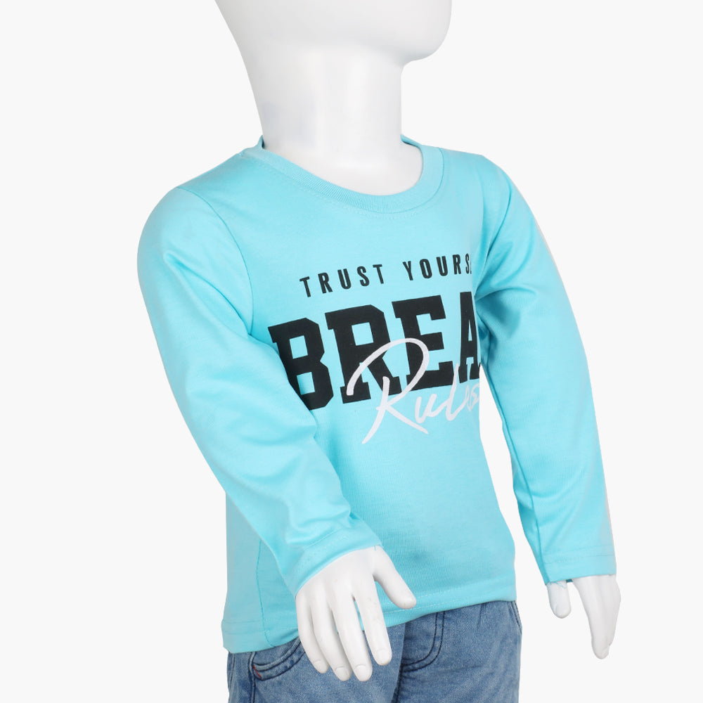 Boys Full Sleeves T-Shirt - Light Blue, Boys T-Shirts, Chase Value, Chase Value