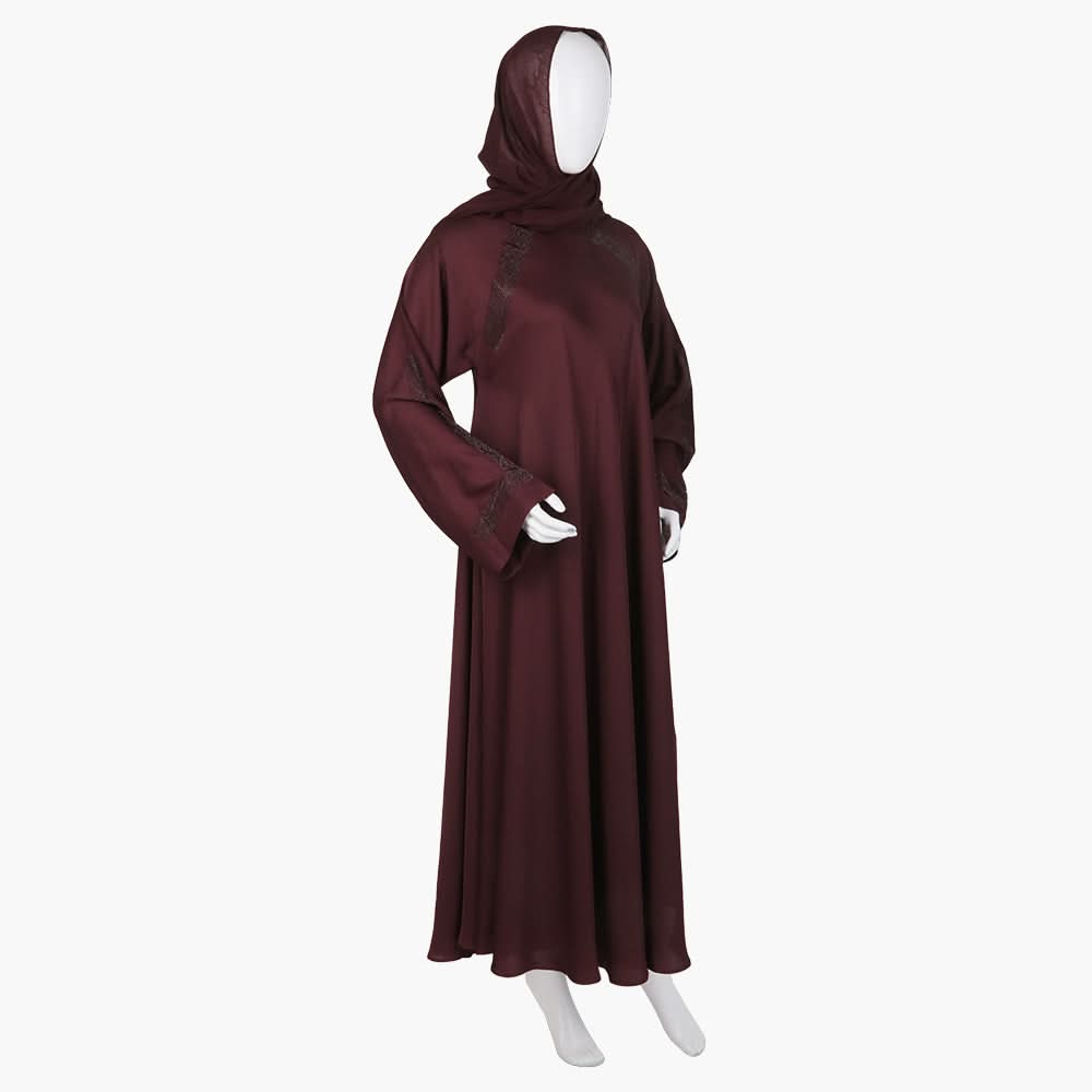 Women's Long Bottom Abaya - Maroon, Women Abayas, Chase Value, Chase Value