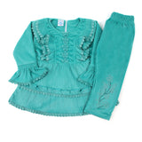 Girls Full Sleeves Pajama Suit - Sea Green, Girls Shalwar Kameez, Chase Value, Chase Value