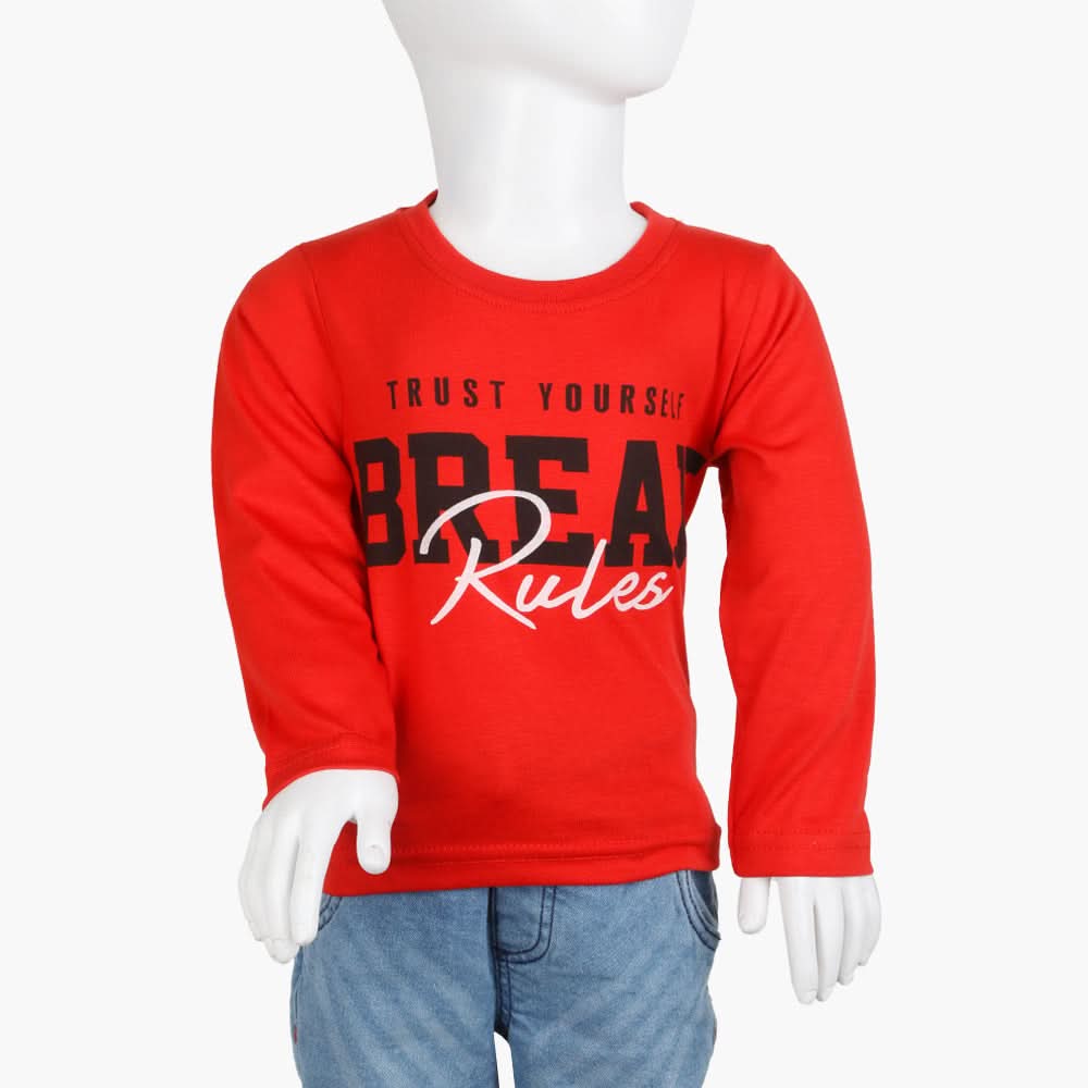 Boys Full Sleeves T-Shirt - Red, Boys T-Shirts, Chase Value, Chase Value