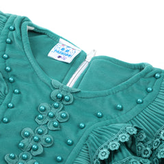 Girls Full Sleeves Tight Suit - Sea Green