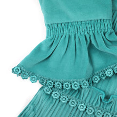 Girls Full Sleeves Tight Suit - Sea Green