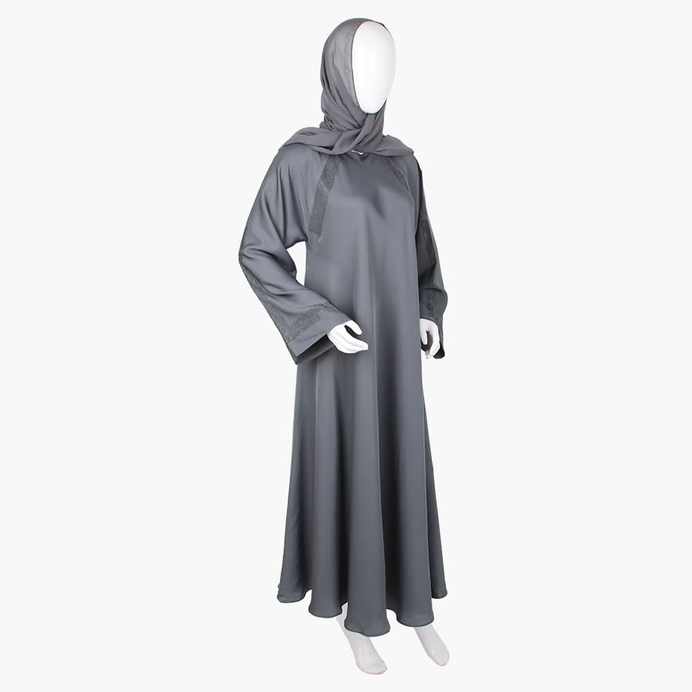 Women's Long Bottom Abaya - Grey, Women Abayas, Chase Value, Chase Value
