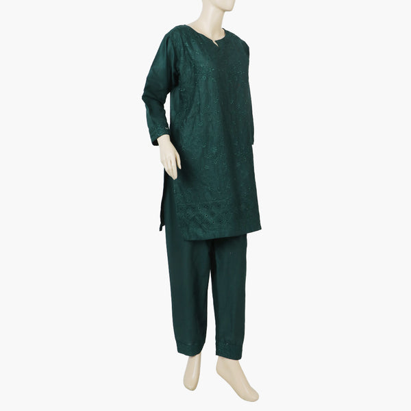 Women's Chicken Kari 2Pcs Suit - Green, Women Shalwar Suits, Chase Value, Chase Value