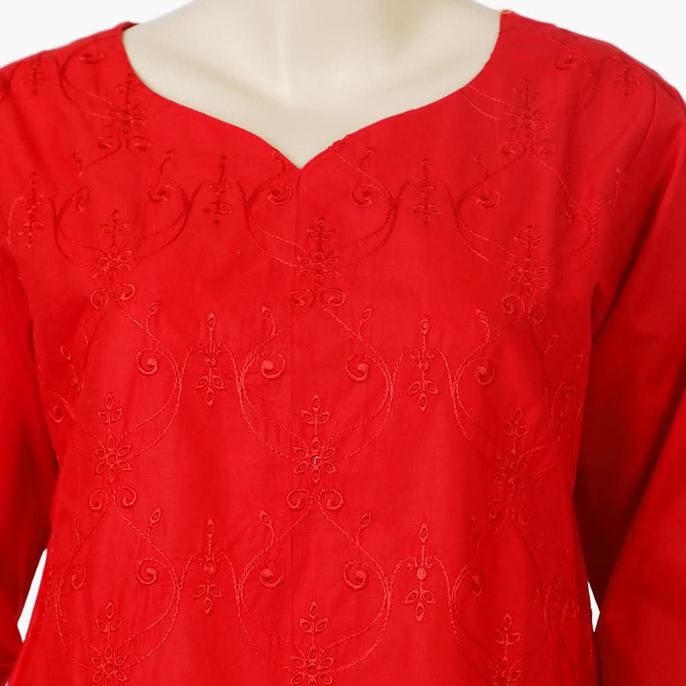 Women's Chicken Kari 2Pcs Suit - Red, Women Shalwar Suits, Chase Value, Chase Value