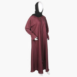 Women's Zipper Abaya - Maroon, Women Abayas, Chase Value, Chase Value