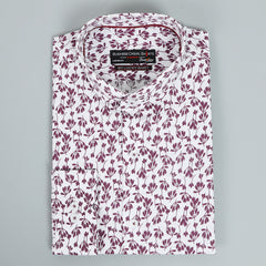 Men's Printed Business Casual Shirt - Maroon & White, Men's Shirts, Chase Value, Chase Value