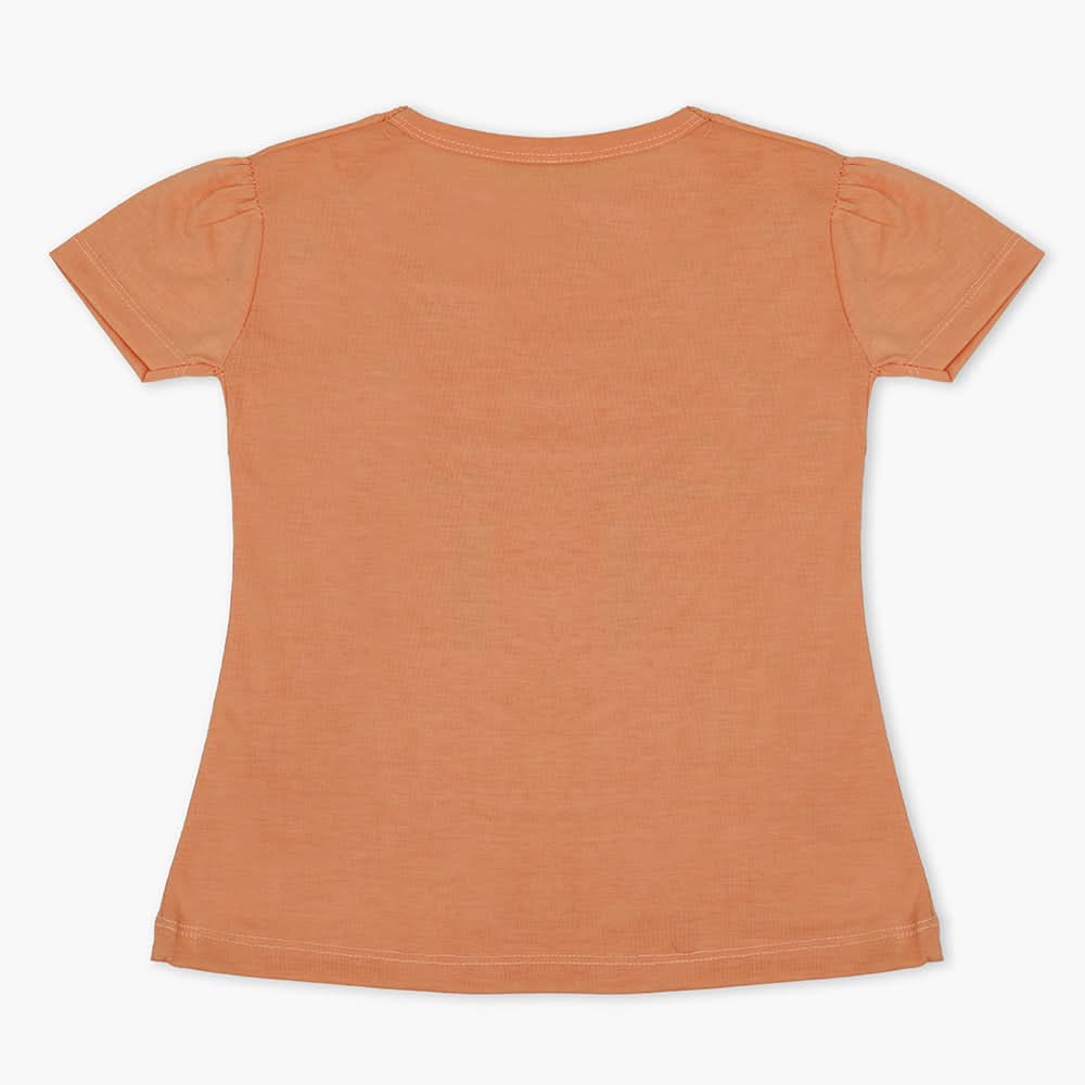 Girls Half Sleeves T-Shirt - Peach, Girls T-Shirts, Chase Value, Chase Value