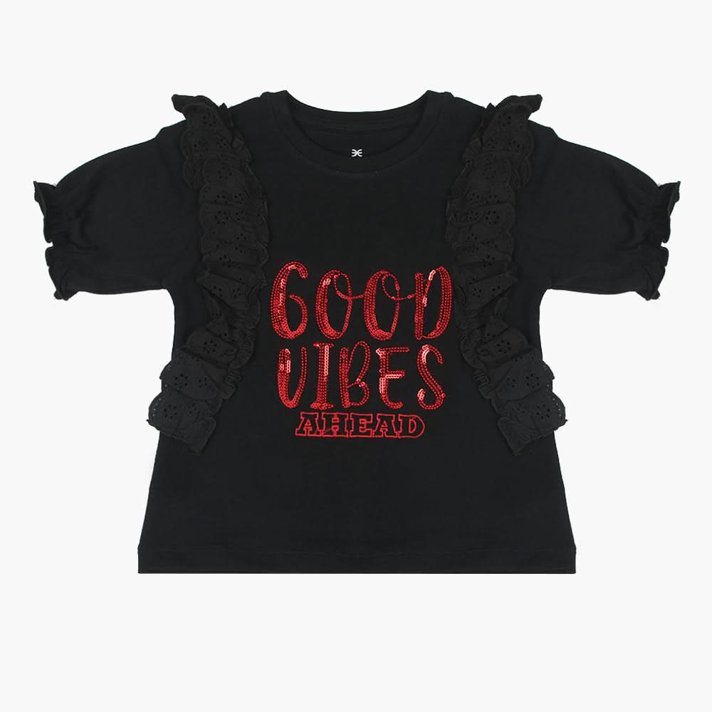 Eminent Girls Half Sleeves T-Shirt - Black, Girls T-Shirts, Eminent, Chase Value