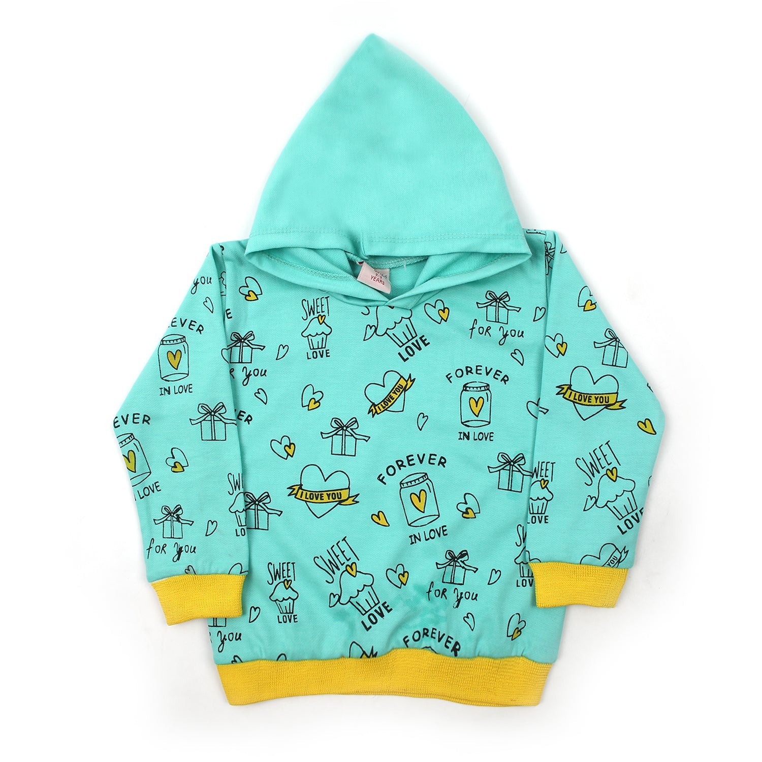 Girls Full Sleeves Hoodie T-Shirt - Cyan, Girls Hoodies & Sweat Shirts, Chase Value, Chase Value