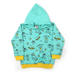 Girls Full Sleeves Hoodie T-Shirt - Cyan