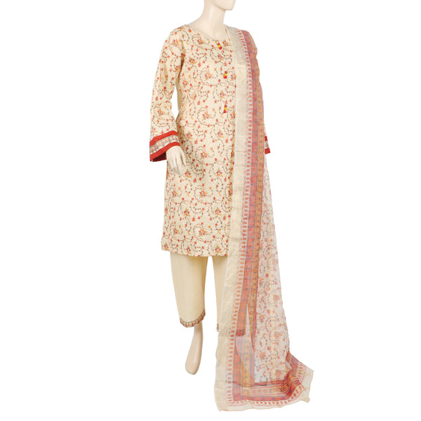 Women's Bareezay Cloud Cambric Shalwar Suit - Skin