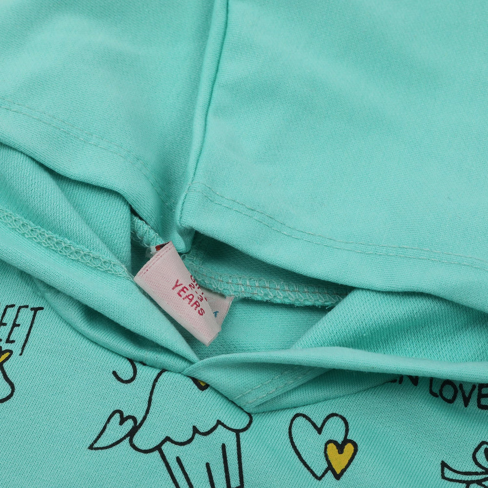 Girls Full Sleeves Hoodie T-Shirt - Cyan, Girls Hoodies & Sweat Shirts, Chase Value, Chase Value