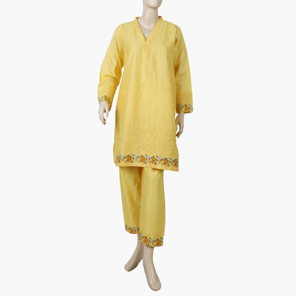 Women's Embroidered 2Pcs Suit - Yellow, Women Shalwar Suits, Chase Value, Chase Value