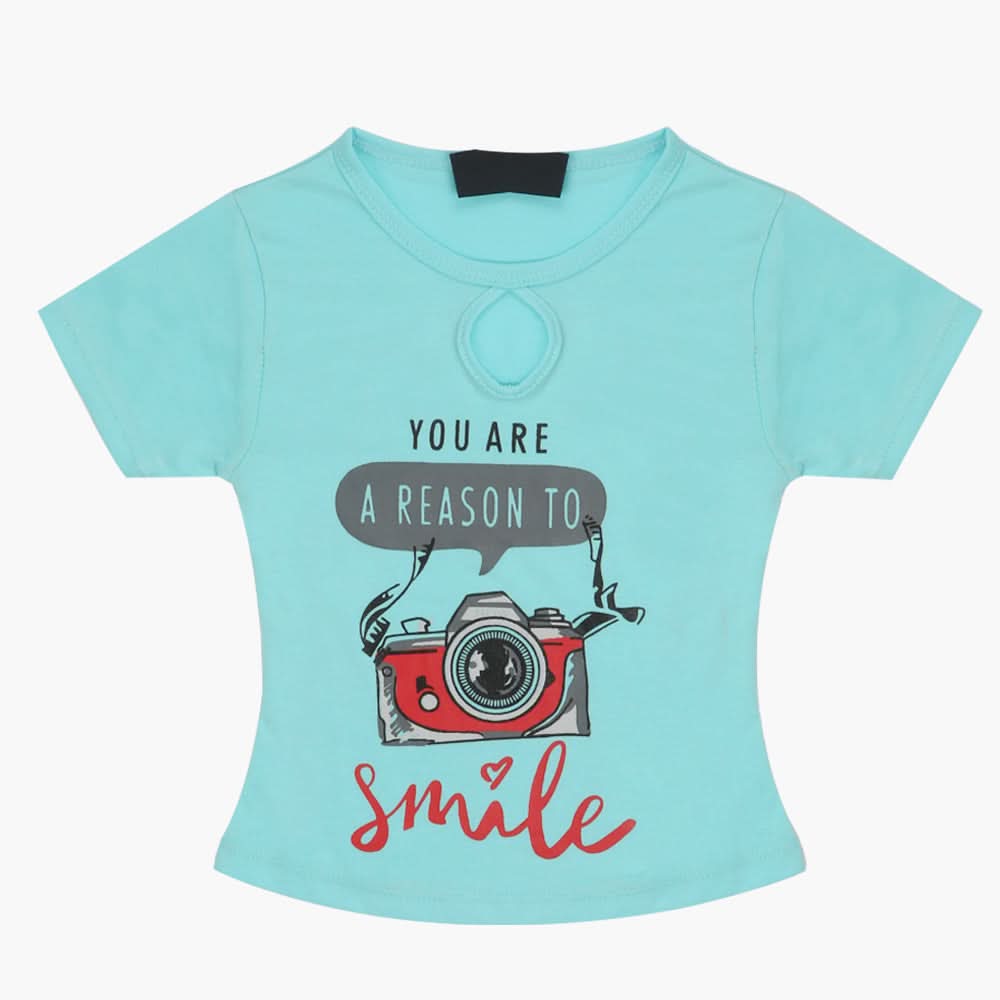 Girls Half Sleeves T-Shirt - Sky Blue, Girls T-Shirts, Chase Value, Chase Value