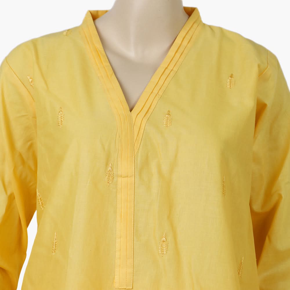 Women's Embroidered 2Pcs Suit - Yellow, Women Shalwar Suits, Chase Value, Chase Value