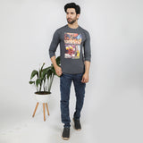Men's Full Sleeves Printed T-Shirt - Grey, Men's T-Shirts & Polos, Chase Value, Chase Value