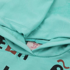 Girls Full Sleeves Hoodie T-Shirt - Sea Green