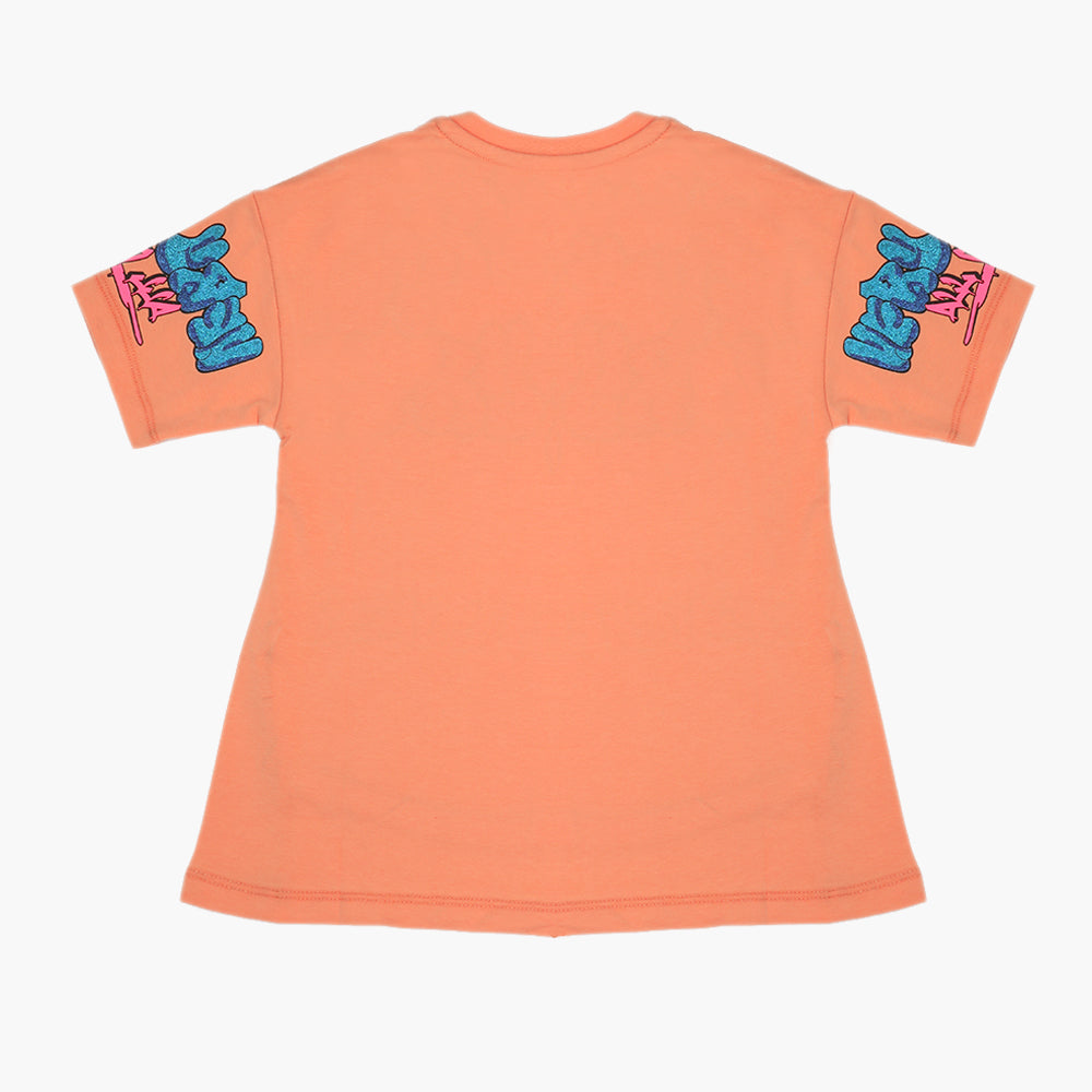 Eminent Girls Half Sleeves T-Shirt - Peach, Girls T-Shirts, Eminent, Chase Value