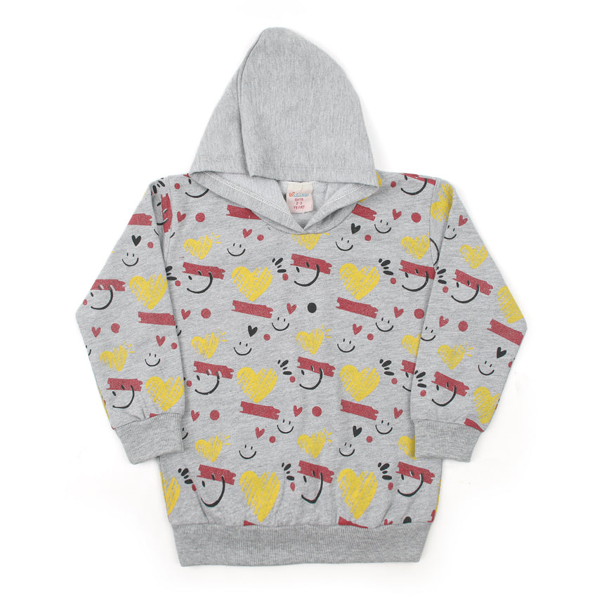 Girls Full Sleeves Hoodie T-Shirt - Grey