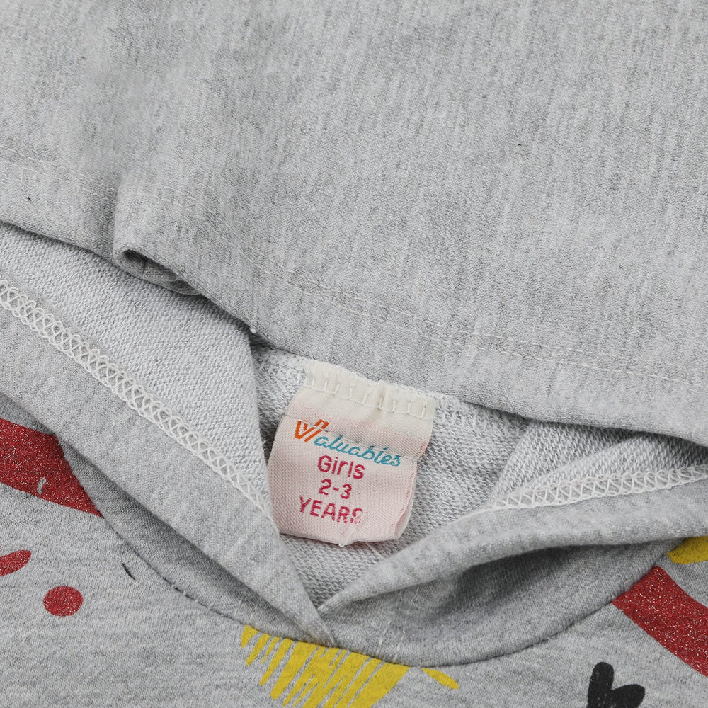 Girls Full Sleeves Hoodie T-Shirt - Grey, Girls Hoodies & Sweat Shirts, Chase Value, Chase Value