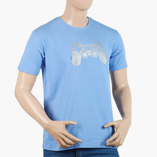 Men's Printed Half Sleeves T-Shirt - Blue, Men's T-Shirts & Polos, Chase Value, Chase Value